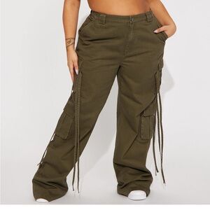Fashion Nova Olive Wide Leg Pants